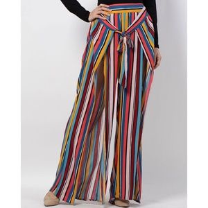 GUESS Belen Tie Front Striped Pants Size XS
